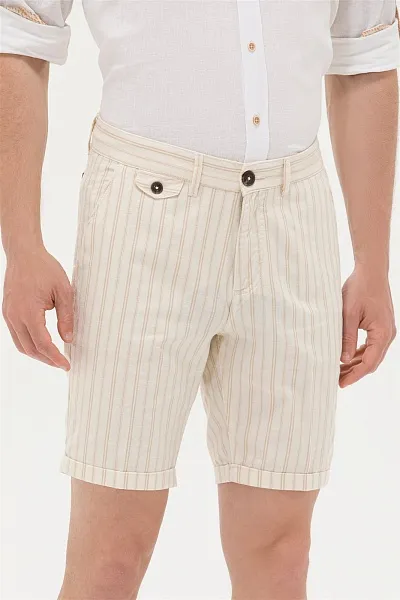 Шорты в полоску с добавлением льна - G081SZ0310KEBEL Бермуды муж. (VR085, 29)