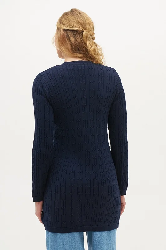 Кардиган на пуговицах из хлопка с узором косичка удлиненный - G082SZ0TH0SH0124K Кардиган жен. (VR033, 2XS)