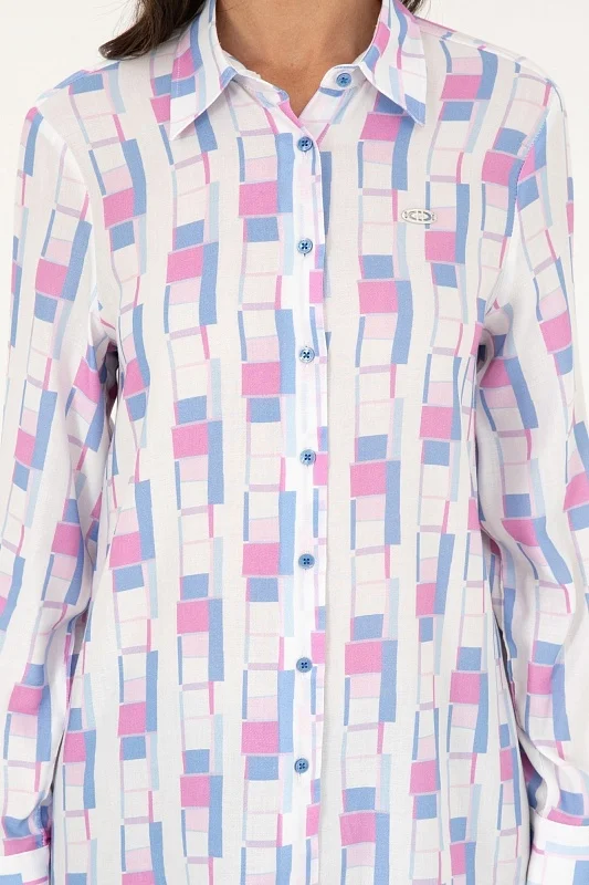 Рубашка из смесового хлопка с принтом свободная - G082SZ0040VALENTIN Сорочка жен. (VR032, 38)