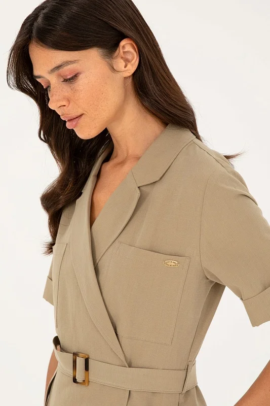 Платье мини на запах из смесового хлопка с добавлением льна - G082SZ0320BODE Платье жен. (VR027, 40)