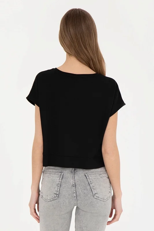 Футболка из смесовой вискозы укороченная оверсайз - G082SZ0110PARKER Футболка жен. (VR046, S)