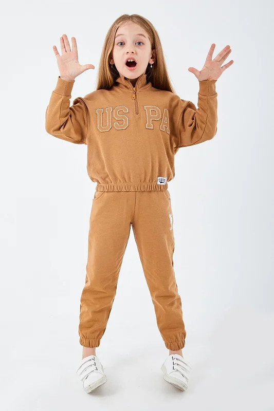 Костюм толстовка с воротником на молнии и брюки для девочек - G084SZ0HF0US1216 Костюм дом. жен. детс. (VR024, 12-18)