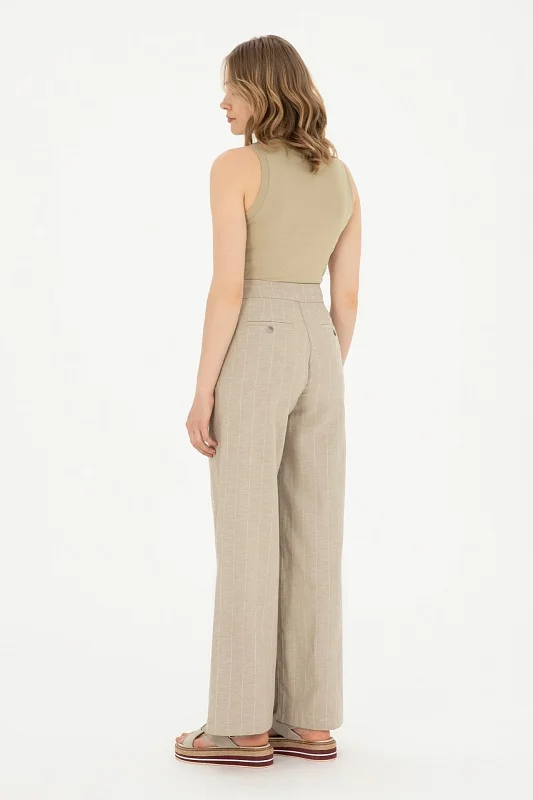 Брюки с добавлением льна широкие - G082SZ0780SIWAN-P Брюки жен. (VR027, 38)