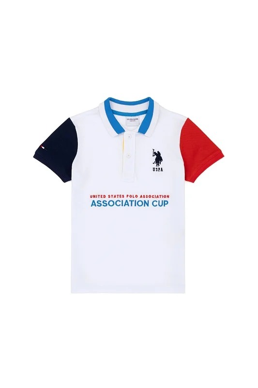 Футболка-поло из хлопка с контрастным дизайном для мальчиков - G083SZ0110T_NUSYAKIDS Футболка муж. детс. (VR013, 7_8)