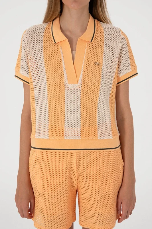 Футболка-поло из хлопка в стиле кроше - G082SZ0110SUSAN Футболка жен. (VR202, XL)