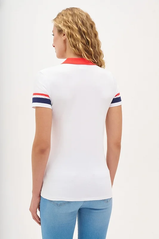Футболка-поло из хлопка с контрастными деталями - G082SZ0110R-MUNU Футболка жен. (VR013, 2XS)