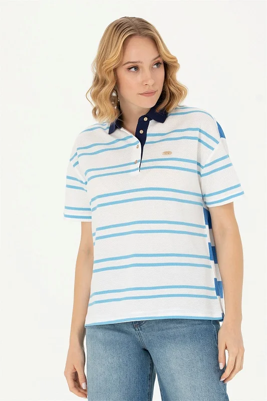 Футболка-поло из хлопка в полоску - G082SZ0110MAHFER Футболка жен. (VR093, XS)