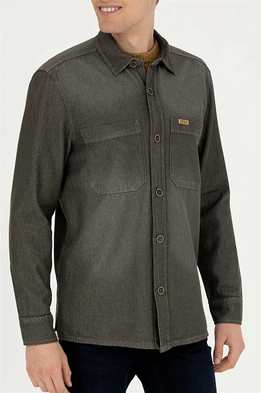 Рубашка из хлопка с накладными карманами свободная - G081SZ0770MADRIC-KHAKI Куртка джинс. муж. (VR027, S)