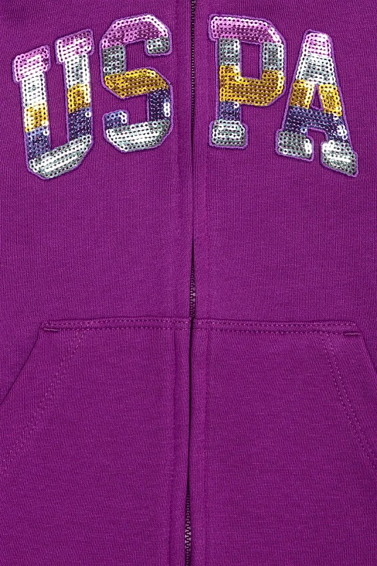 Толстовка на молнии из хлопка с нашивкой из пайеток для девочек - G084SZ0820RW01-SK020 Толстовка жен. детс. (VR037, 5_6)
