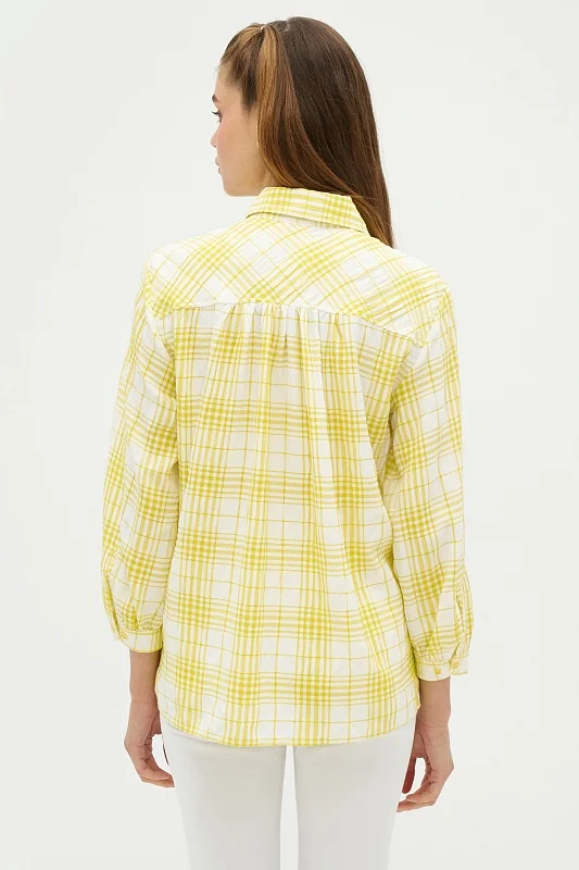 Рубашка с вискозой в клетку свободная - G082SZ0040RC_ALBA_R Сорочка жен. (VR168, 36)