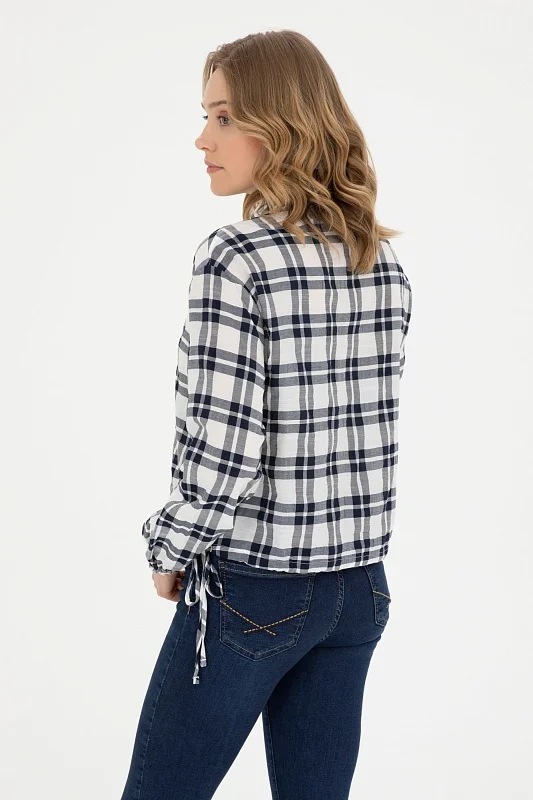 Рубашка из смесовой вискозы в клетку укороченная - G082SZ0040ALEXIS Сорочка жен. (VR033, 36)