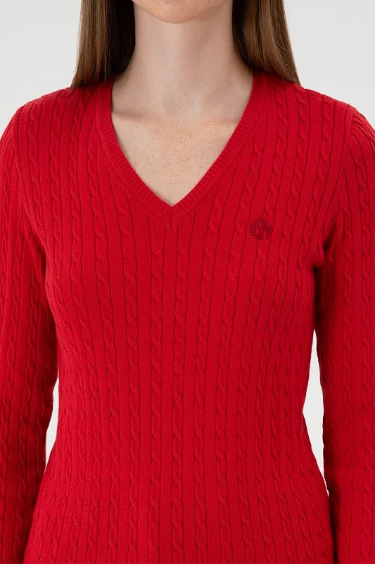 Пуловер из хлопка с узором косы приталенный - G082SZ0TK0ART_TK03 Кофта жен. (VR171, 2XS)