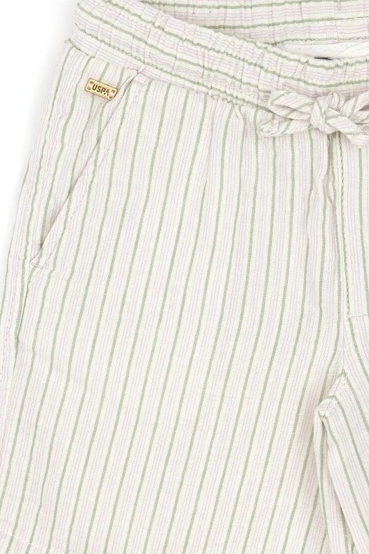 Шорты из хлопка в полоску на кулиске для девочек - G084SZ0310LIMES Бермуды жен. детс. (VR071, 7_8)
