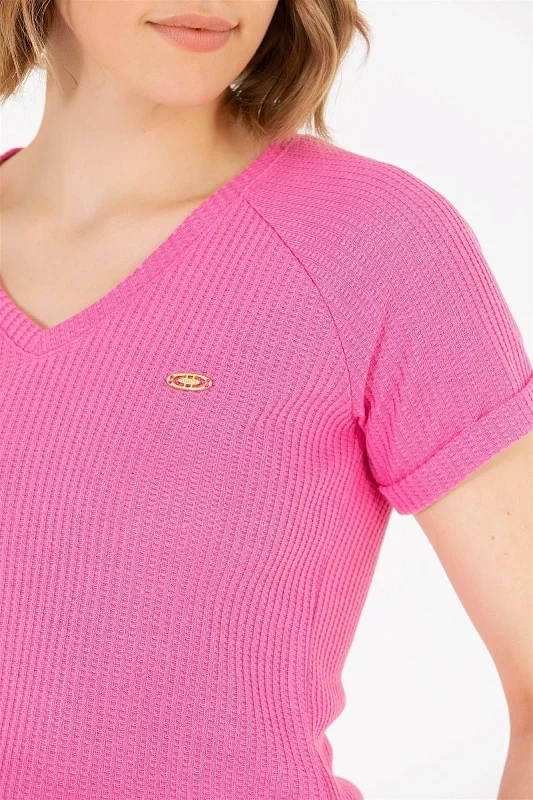 Футболка из смесовой вискозы с V-образным вырезом - G082SZ0110MASHA Футболка жен. (VR041, XS)