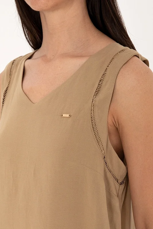 Платье мини без рукавов из вискозы с добавлением льна - G082SZ0320MONREY Платье жен. (VR052, 36)