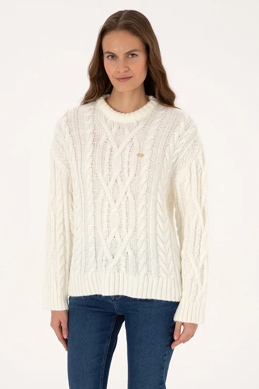 Свитер с шерстью и узором косы - G082SZ0TK0FEREM Кофта жен. (VR256, S)