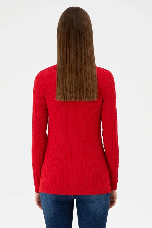 Пуловер из хлопка с узором косы приталенный - G082SZ0TK0ART_TK03 Кофта жен. (VR171, 2XS)