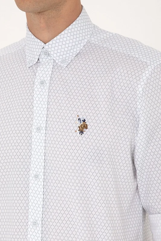 Рубашка из хлопка с узором приталенная - G081SZ0040MAROLA Сорочка муж. (VR036, S)