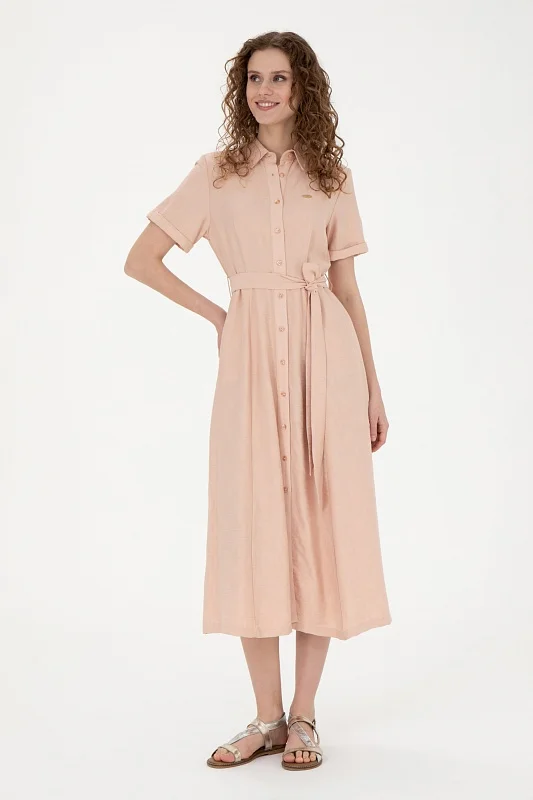 Платье-рубашка миди из вискозы с коротким рукавом - G082SZ0320RISA Платье жен. (VR047, 42)