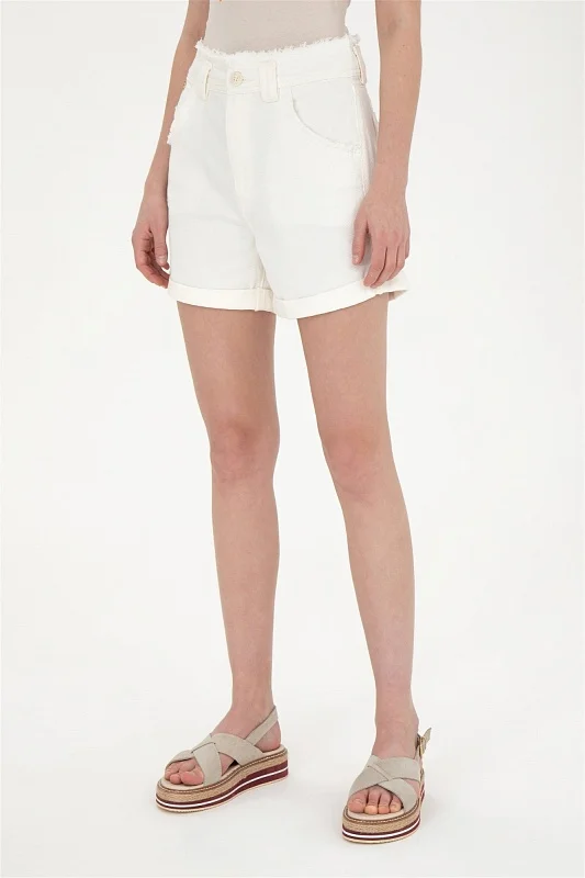 Шорты из хлопка с добавлением льна с необработанным краем - G082SZ0DB0EXC-DONNA23Y Бермуда жен. (VR019, 40)