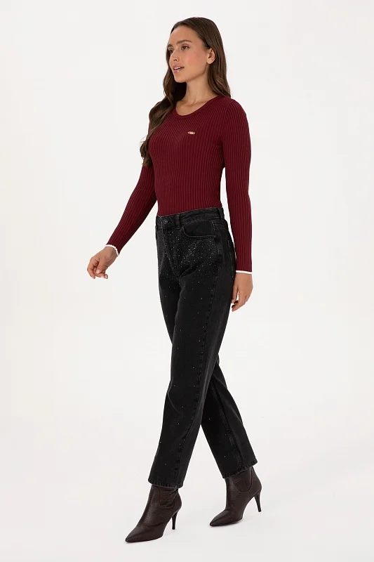 Джинсы прямые со стразами - G082SZ0800RC_AMY25K_P_S Джинсы жен. (DN0027, 42)