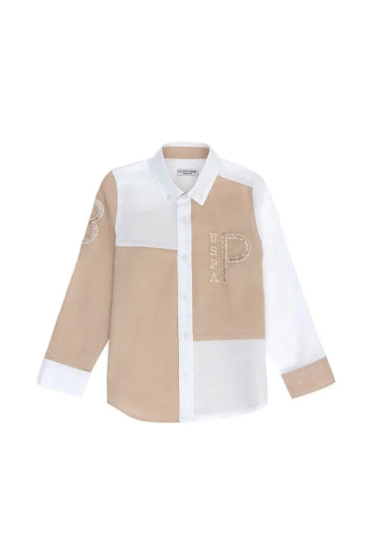 Рубашка из хлопка в стиле колор-блок для мальчиков - G083SZ0040ZAYNENKIDS Сорочка муж. детс. (VR085, 7_8)