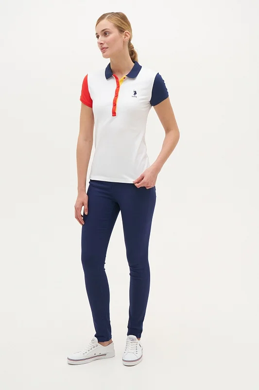 Футболка-поло из хлопка с контрастным дизайном - G082SZ0110R-MESTE Футболка жен. (VR013, XS)