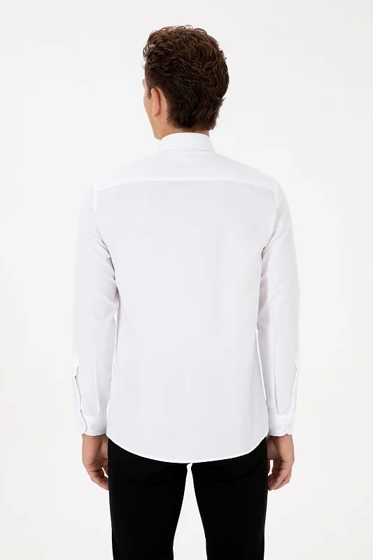 Рубашка из смесового хлопка приталенная - G081SZ0040E_METO25K Сорочка муж. (VR013, XS)