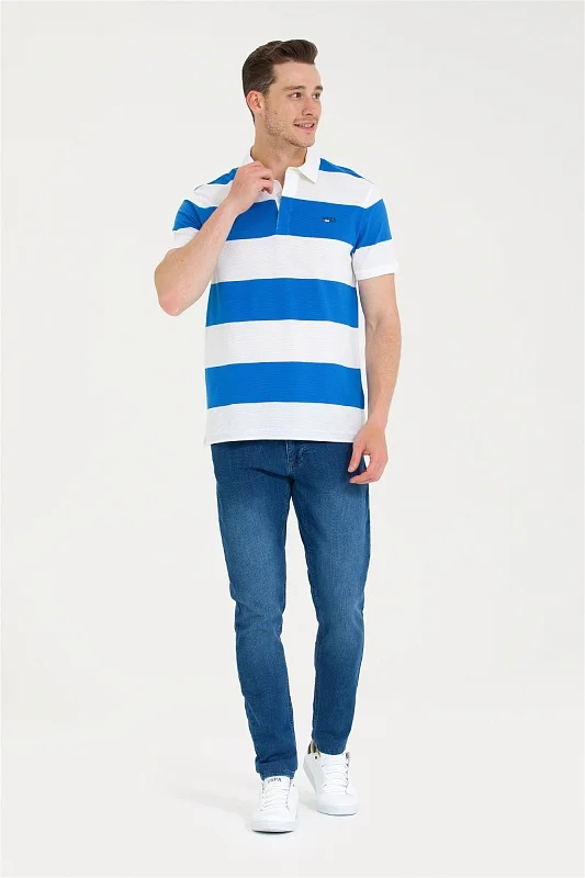 Футболка-поло из хлопка в полоску - G081SZ0110CENZA Футболка муж. (VR045, XS)