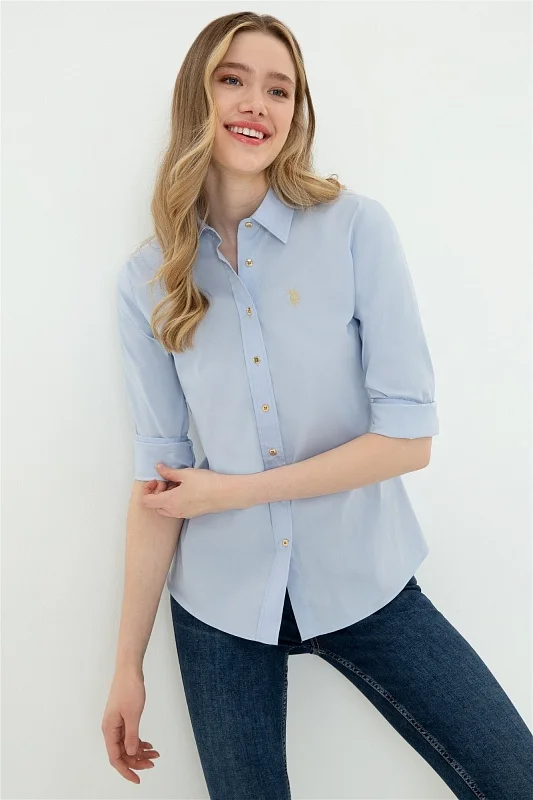 Рубашка из смесового хлопка приталенная - G082SZ0040CRISY22Y Сорочка жен. (VR003, 32)