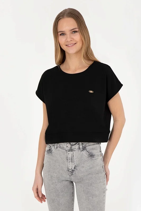 Футболка из смесовой вискозы укороченная оверсайз - G082SZ0110PARKER Футболка жен. (VR046, S)