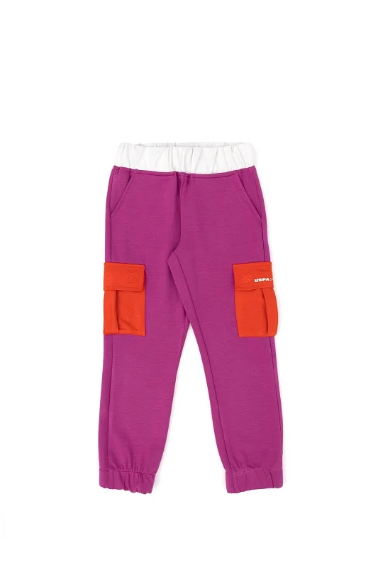Спортивные брюки с накладными карманами для девочек - G084SZ0OP0NAKS-SKIDS Брюки спорт. жен. детс. (VR037, 4_5)