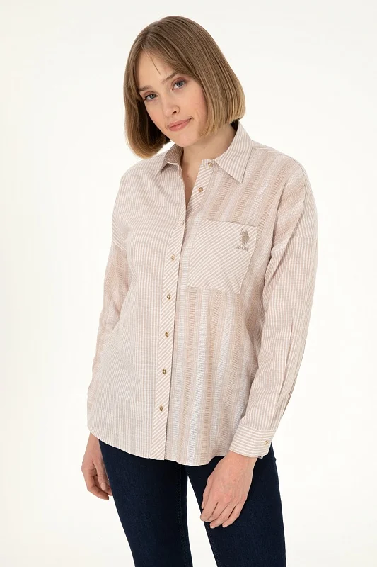 Рубашка из хлопка в полоску свободная - G082SZ0040KAJU_R Сорочка жен. (VR085, 42)