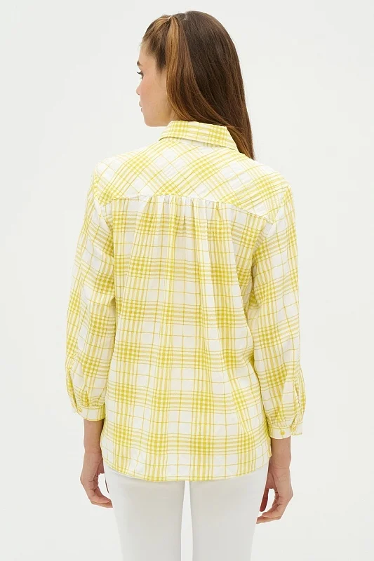 Рубашка из вискозы в клетку свободная - G082SZ0040RC_ALBA_R Сорочка жен. (VR168, 36)