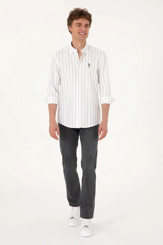 Рубашка из хлопка в полоску прямая - G081SZ0040SANRA Сорочка муж. (VR052, XS)