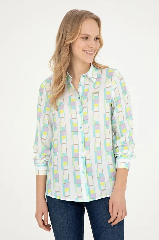 Рубашка из смесового хлопка с принтом свободная - G082SZ0040VALENTIN Сорочка жен. (VR090, 38)