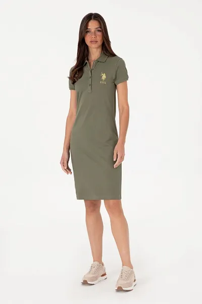 Платье-поло из хлопка с контрастным логотипом приталенное - G082SZ0750MTS02225_075 Платье жен. (VR111, 2XS)