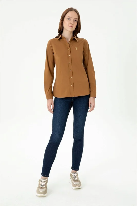Рубашка из смесового хлопка приталенная - G082SZ0040CRISY023K Сорочка жен. (VR153, 40)