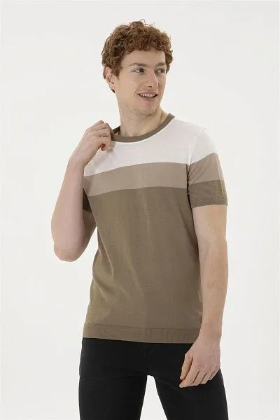 Футболка трикотажная из смесовой вискозы в полоску - G081SZ0TK0OWEN Кофта муж. (VR027, XS)