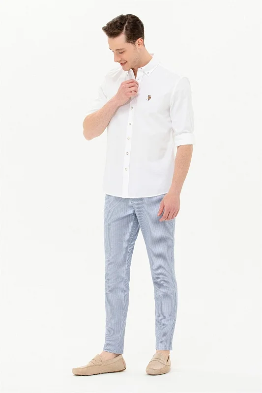 Брюки в полоску зауженные к низу - G081SZ0780EKKO Брюки муж. (VR036, 33)