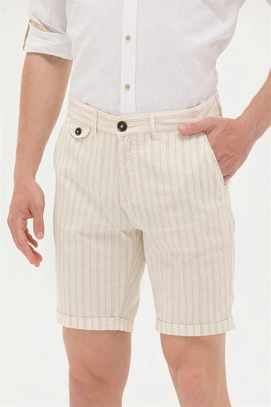 Шорты в полоску с добавлением льна - G081SZ0310KEBEL Бермуды муж. (VR085, 29)