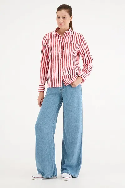 Рубашка из хлопка в полоску прямая - G082SZ0040BUCCI Сорочка жен. (VR223, 32)