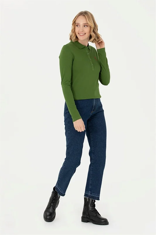 Поло с длинным рукавом из хлопка - G082SZ0820TPG-SK023 Толстовка жен. (VR054, XL)