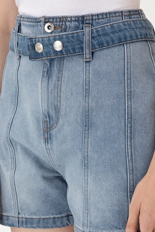 Шорты джинсовые с декоративными строчками - G082SZ0DB0PERA Бермуда жен. (DN0021, 34)