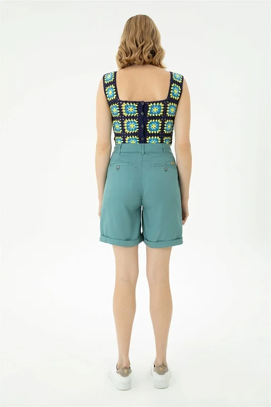 Шорты из лиоцелла с накладными карманами - G082SZ0310KARALO Бермуды жен. (VR152, 32)