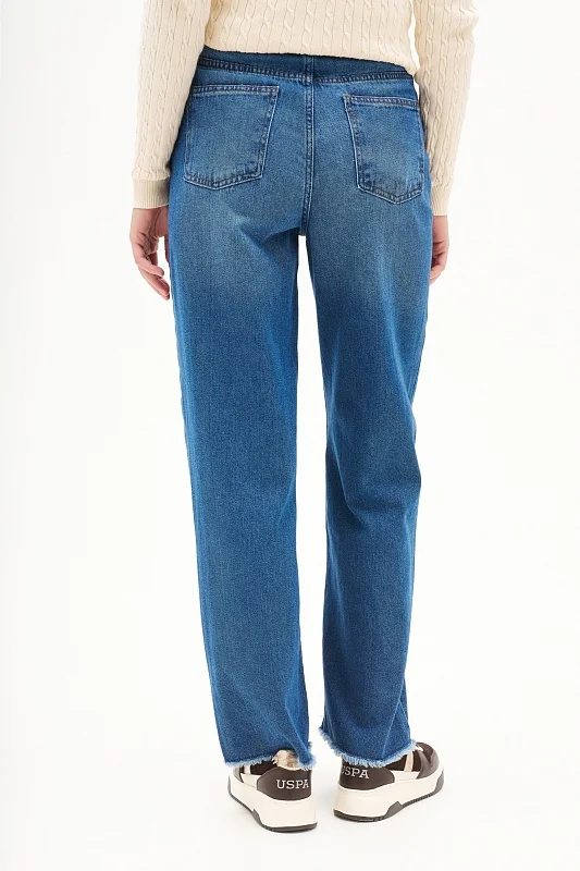 Джинсы широкие с бахромой по низу - G082SZ0800ART_LOOSE25K Джинсы жен. (DN0022, 32)
