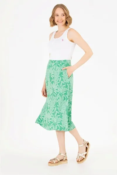 Юбка миди из вискозы с тропическим принтом - G082SZ0980IWEN Юбка жен. (VR054, 44)
