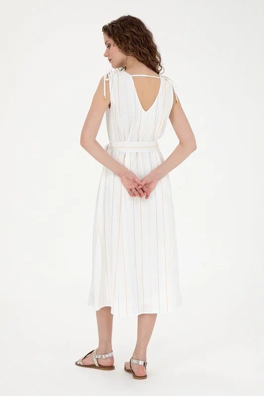 Платье миди с кулиской на плечах - G082SZ0320USAGI Платье жен. (VR027, 34)