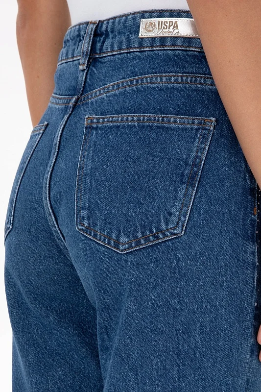 Джинсы с высокой посадкой со стразами прямые - G082SZ0800AMY25K_P_M Джинсы жен. (DN0022, 40)