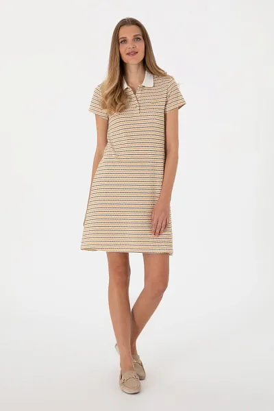 Платье-поло мини с вискозой в полоску - G082SZ0750SAKI Платье жен. (VR202, L)